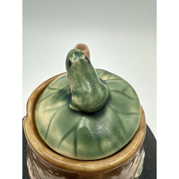 Studio Art Pottery Frog Brown Teapot Pink/Green EUC - Picture 5 of 9